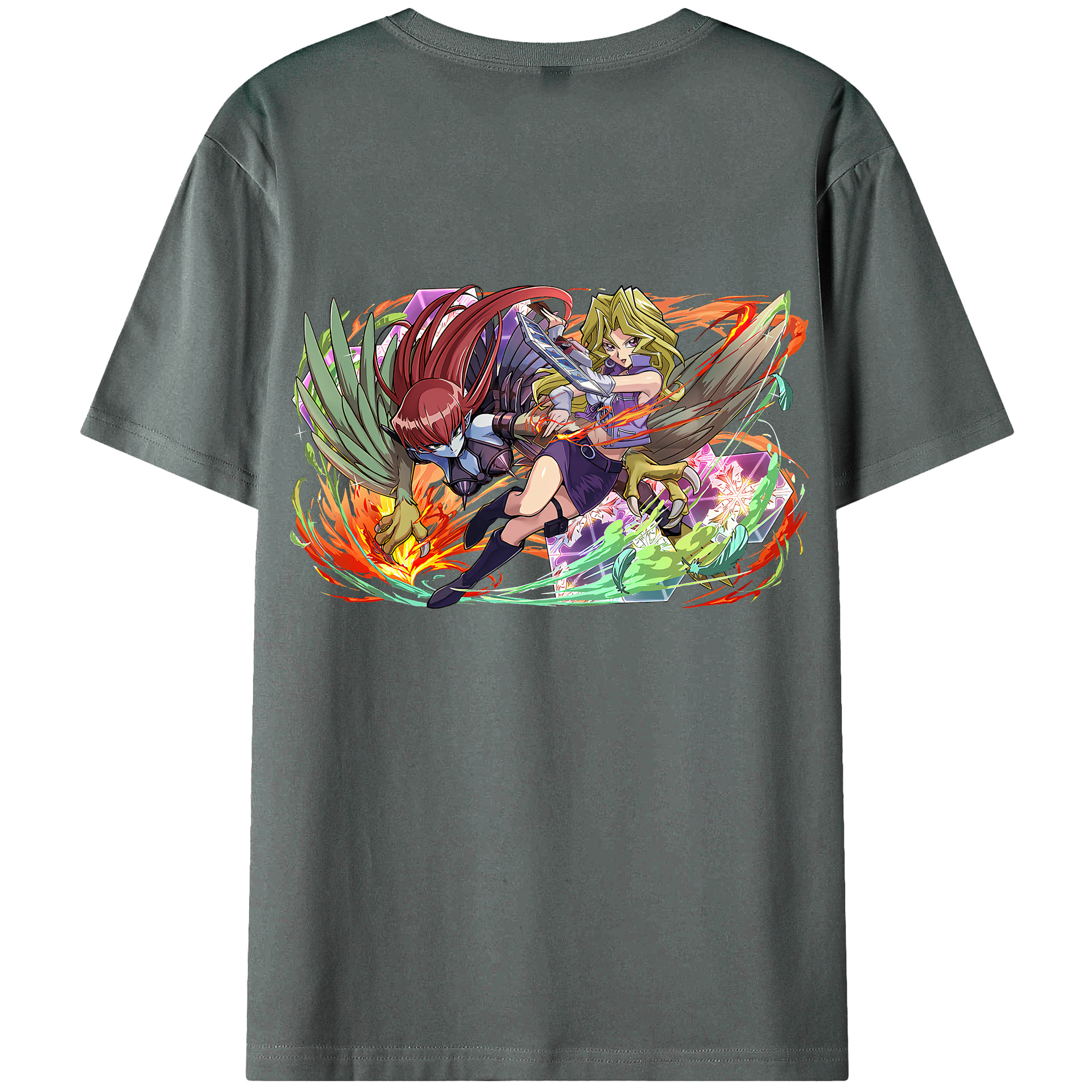（画像用） 遊☆戯☆王 Yu-Gi-Oh! 綿100％ メンズ半袖Tシャツ（バックプリント） 通気性